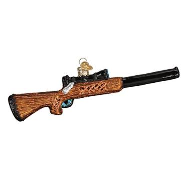 Imagem de Old World Christmas Enfeite soprado de vidro de rifle para árvore de Natal, decoração de férias feita à mão, coleção Western