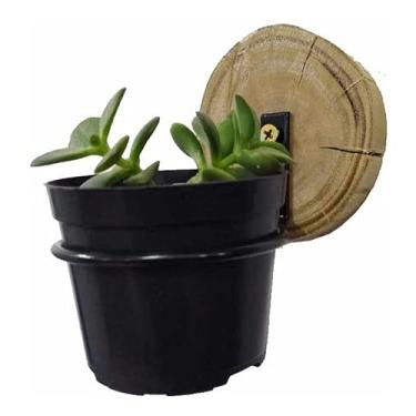 Imagem de Kit C/3 - Suporte De Vaso para Paredes + Apoio De Madeira - 73mm