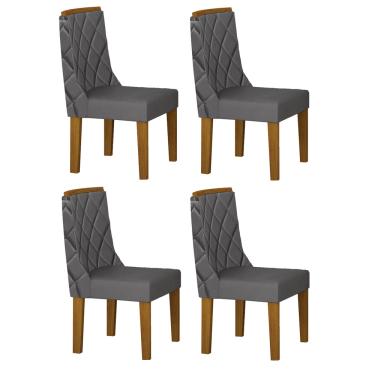 Imagem de Kit 04 Cadeiras Sala de Jantar Perola Madeira Moveis Leifer