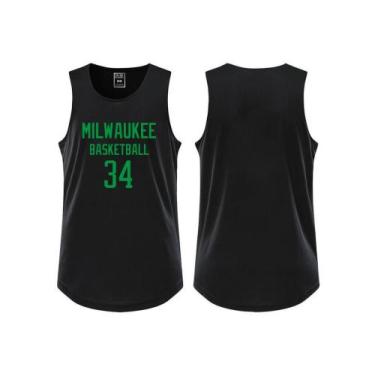 Imagem de Regata Basquete Milwaukee Esportiva Camiseta Academia Treino Basketbal