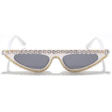 Imagem de Óculos de sol olho de gato feminino designer de moda vintage strass óculos de sol rosa sexy óculos cateye gafas de ojo de gato, 4, tamanho único