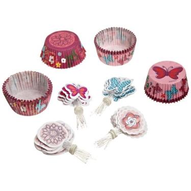 Imagem de Wilton Conjunto de pacotes de cupcake com flores da primavera