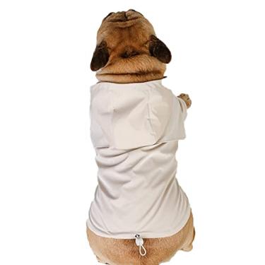 Imagem de Capa de chuva leve para cães PU impermeável jaqueta de chuva para cães pequenos médios poncho macio confortável para caminhadas ao ar livre, bege, M (peito: 50cm)