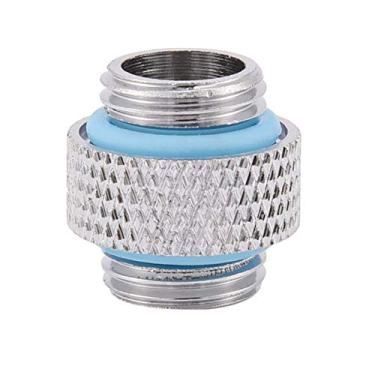 Imagem de Adaptador de acoplamento de 2 peças com anéis de vedação de gel de sílica para computador resfriado a água G1/4" extensor de encaixe de dentes externos duplos prata para sistema de resfriamento a água