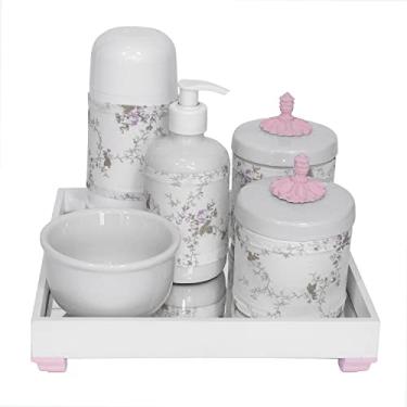 Imagem de Kit Higiene Provençal Bebê Porcelana Bandeja Completo Rosa