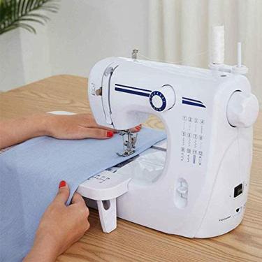 Imagem de Mini máquina de costura portátil artesanato elétrico 2 velocidades fio duplo com pedal para viagem doméstica tecido iniciante roupas roupas infantis roupas para animais de estimação atualizado