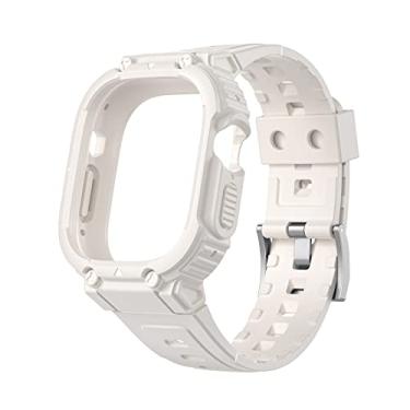 Imagem de KGFCE Para Apple Watch Band Ultra 49mm Capa Protetora TPU Pulseira de Silicone para iWatch Series 8 7SE654 41/45/40/44mm Band (Cor: Luz das Estrelas, Tamanho: 40 mm)