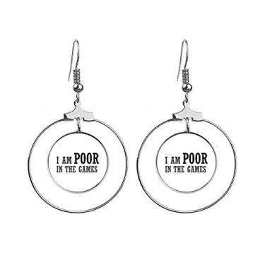 Imagem de Brincos modernos I Am Poor In The Games Art Deco Gift Pendente Argola Joias Círculo, Prata, Prata, Na
