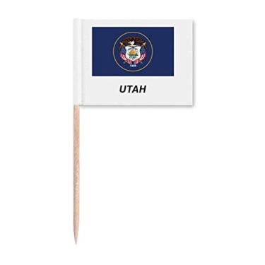 Imagem de Bandeira do estado dos EUA contorno Utah bandeiras de palito de dente marcador topo decoração de festa