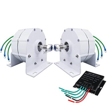 Imagem de Gerador de ímã permanente sem engrenagem de 9000W, gerador de ímã permanente pequeno de baixa velocidade 12V24V48V220V com turbina eólica de base (branco, com base),220v