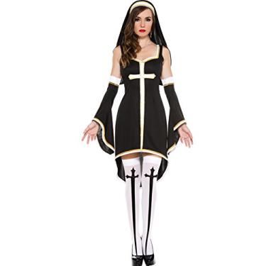 Imagem de MUSIC LEGS Freira sinfully hot feminina, Preto/branco, Medium/Large