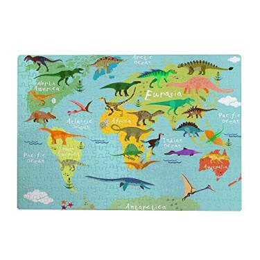 Imagem de ColourLife Quebra-cabeças quebra-cabeça presente de arte para adultos, adolescentes, dinossauro, mapa-múndi de madeira, 300/500/1000 peças, multicolorido