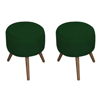 Imagem de Kit 2 Puff Redondo Paola Suede Verde Escuro - JRV Móveis