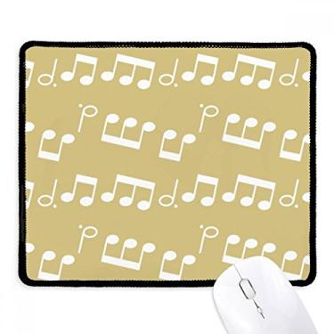 Imagem de Mousepad branco com notas musicais, amarelo claro, preto, borda costurada, antiderrapante, jogo