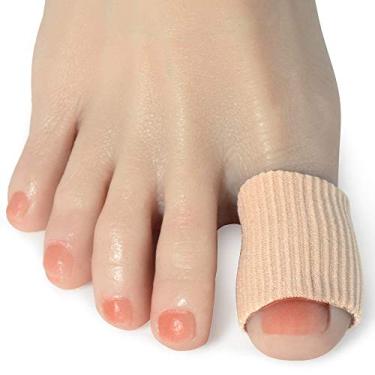 Imagem de Mangas de dedos cortáveis, pacote com 5, feitas de tecido elástico forrado com gel de silicone. Protetores de bico para alívio da dor nos dedos, remoção de calos e milho, For Big Toe, 15cm Length