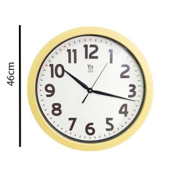 Imagem de Relógio De Parede Redondo Moderno Efeito Madeira 46cm - Yin's Clock