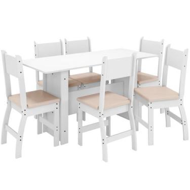Imagem de Jogo De Jantar Melina Com 6 Cadeiras Branco/Savana - Casa Chick