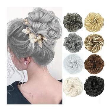 Imagem de Mulheres Bun Scrunchies Extensões de cabelo de coque bagunçado para mulheres Elástico sintético ondulado cacheado Chignon rabo de cavalo Peruca grossa para uso diário Pão (Color : 30)