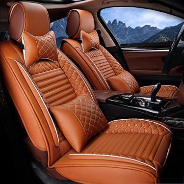 Imagem de Jialuode Capas de assento de carro compatíveis com Mercedes-Benz A180 A210 A220 A220 A250 A35 Vaneo S560E S55AMG x250 S430 modelo de carro, protetor de assento de couro durável dianteiro e traseiro conjunto completo capa de almofada