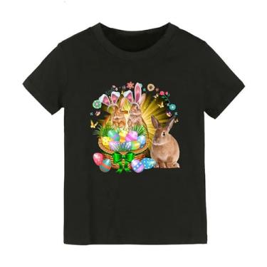 Imagem de Camiseta infantil de coelhinho de Páscoa para bebês meninas, roupas de Páscoa, primeiro aniversário, Preto, 6-8 Anos