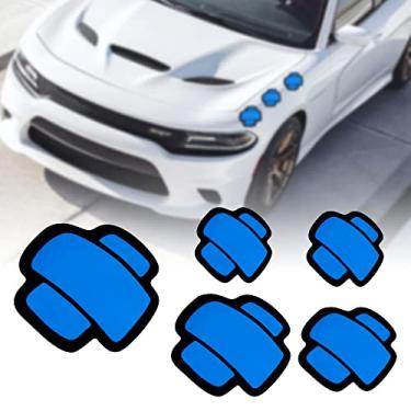 Imagem de TOMALL 5 adesivos refletivos de capa de arranhões para para-choque de carro, à prova d'água, adesivos fofos band-Aid decoração para capô de carro, adesivos anti-arranhões, autoadesivos (azul)