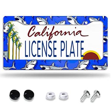 Imagem de Larkverk Moldura de placa de carro Shark Elements, molduras de etiqueta de placas de carro de alumínio, molduras de placa de licença personalizadas para presente feminino, padrão dos EUA 30 x 15 cm