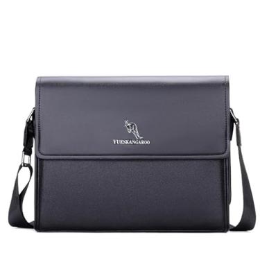 Imagem de YMAHIWYA Bolsa masculina estilo horizontal bolsa tiracolo casual mochila masculina moderna bolsa de ombro casual, Preto, Large