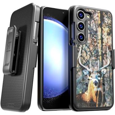 Imagem de Rome Tech Capa coldre com clipe de cinto para Samsung Galaxy S23 de 6,1 polegadas [apenas] Combo de coldre fino e resistente – Capa robusta para celular com suporte compatível com Samsung Galaxy S23 – Camuflagem Deer
