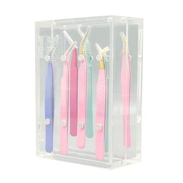 Imagem de Prateleira de Suporte de Pinças, Suporte de Pinça à Prova de Poeira de 8 Furos, Suporte de Exibição de Pinças de Acrílico de 6 Polegadas, Rack de Armazenamento Caixa de Pinças de