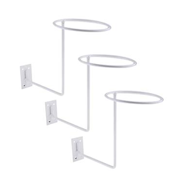 Imagem de Xiaojikuaipao Suporte de parede de 3 x suporte de gancho – suporte de metal resistente, economia de espaço, estável, branco, para chapéus de caubói, capacetes de motocicleta, bolas de futebol e muito