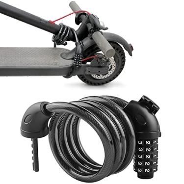 Imagem de SEWAY Cabo de trava de scooter para Xiaomi Mijia M365 ES Series, cadeado de combinação de bicicleta, trava de corrente enrolada, fio de aço básico com núcleo autobobinado de 1,2 m de comprimento, 1/3