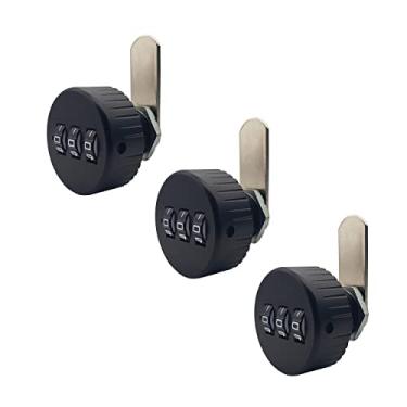 Imagem de 3 pacotes Puyueo cadeado de came combinado para gaveta de armário com senha para cadeado de came de código de caixa de correio (1,5 cm, preto)
