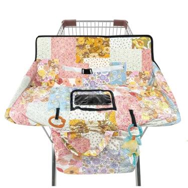 Imagem de Capa de carrinho de compras para bebês, capa de cadeira alta 2 em 1 com bolsa de pano portátil, almofada de assento de carrinho para bebês, capa de almofada de mercearia, restaurante, adequada para