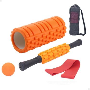 Imagem de Kit Rolo de Massagem Bastão Miosfascial Bola Lacrosse Faixa Elástica Band Bolsa Lorben...