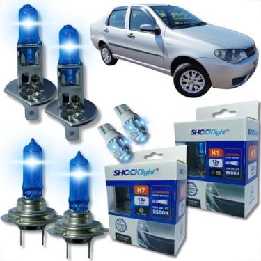 Imagem de Kit lâmpada shocklight super branca farol alto baixo e lanterna h1 h7 