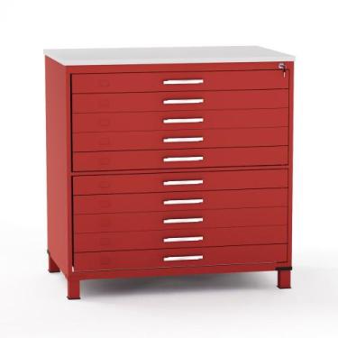 Imagem de Mapoteca em Aco 10 Gavetas Pandin Vermelho