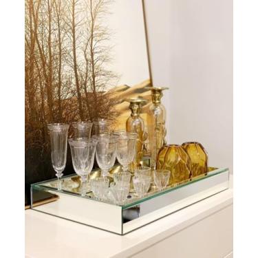 Imagem de Bandeja Grande Vidro Espelho Prata 60x30