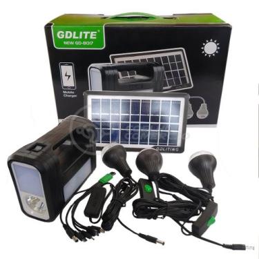 Imagem de Kit Lanterna Placa Solar Carregador Portatil Energia Emergência Painel