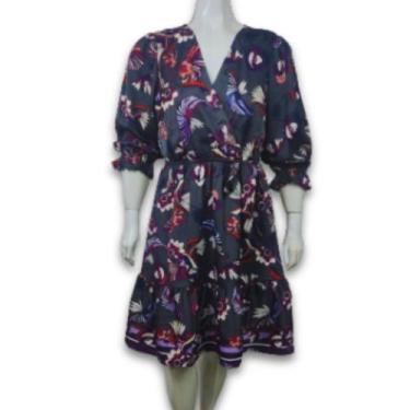 Imagem de Vestido Midi Cetin Babado e Barra Estampado Elástico na Cintura Plus S
