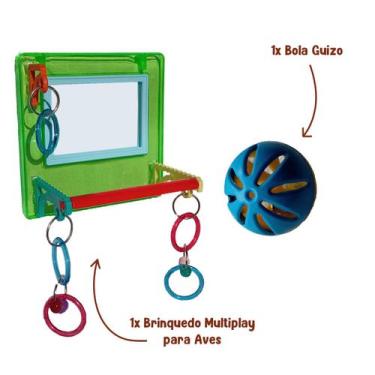 Imagem de Brinquedo Multiplay Diversão Playground c/ Poleiro Espelho Bird Toy + 