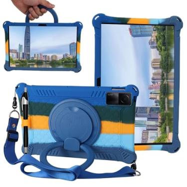 Imagem de Capa para tablet Xiaomi Redmi Pad 10,6 polegadas 2022, capa de silicone macio antiestresse com suporte giratório/suporte para lápis/alça de ombro/caneta para Redmi Pad 10,6 polegadas (azul colorido)