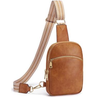 Imagem de Yarnic Bolsa tiracolo pequena antifurto para mulheres, pochete de couro sintético com alça ajustável para viagens e trabalho, Marrom escuro, Clássico