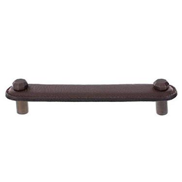 Imagem de Vicenza Designs K1162 Arquimedes Puxador de couro, 15 cm, marrom, bronze polido a óleo