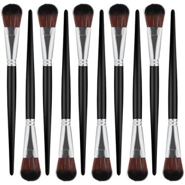 Imagem de 10 pincéis de esfregão para pintura acrílica, pincel de mistura de 2,5 cm para pintura acrílica com cabo curto de madeira, pincéis ovais de tinta a óleo para guache, acrílico, aquarela, corpo facial,