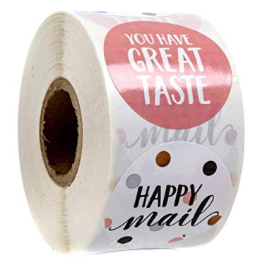 Imagem de Adesivos sortidos de Happy Mail/500 adesivos por rolo/6 designs chiques/adesivos de pedido de amostra/adesivos pequenos para negócios