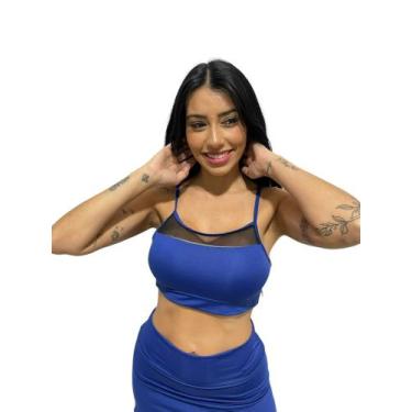 Imagem de top alcinha tule com forro croped com bojo removível - TB modas, Bic, 