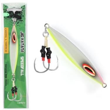Imagem de LITTMA Slow Pitch Jigs - Isca de velocidade vertical de borboleta, gabaritos de pesca de água salgada de outono plano, chumbo de metal afundando, iscas artificiais brilhantes para balançar