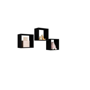 Imagem de Kit 03 Nichos Organizadores Para Parede 30x30 Preto Fosco