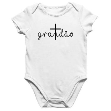 Imagem de Body Bebê Algodão Gratidão Cruz - Foca na Moda, Branco, G