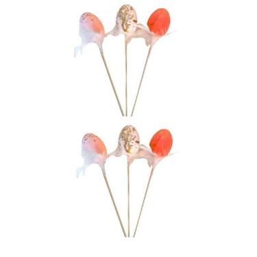 Imagem de Kit 6 Ovos Pascoa Decorativo no palito coloridos - Tok da Casa